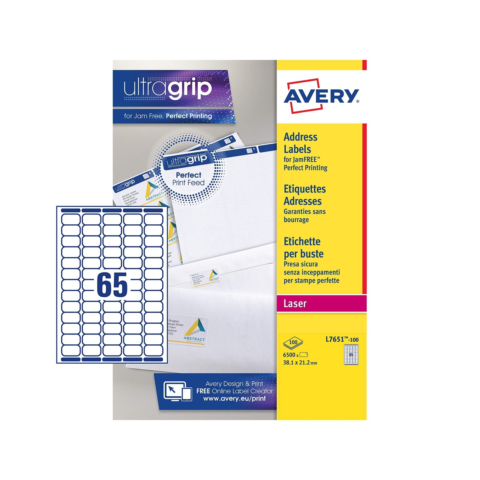 Avery Self Adhesive Mini Organising Return Address Labels, Laser Printers, 65 La