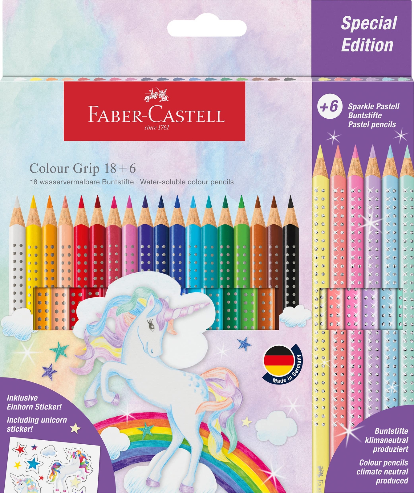 Faber-Castell 201543 Colouring Pencils Set Unicorn 24 Pieces Shatterproof Includ