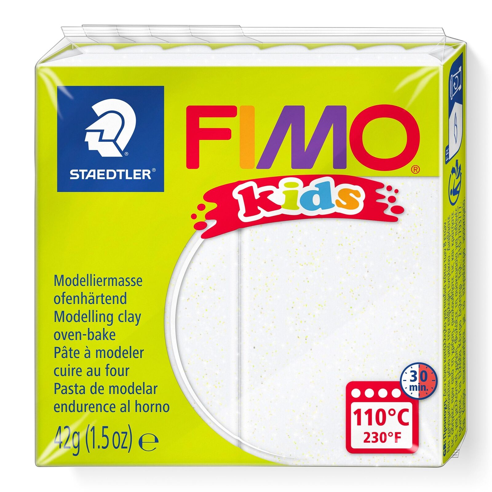 Fimo Kids Modelling Clay, Glitter White, 42 g Glitter White Pack of 1