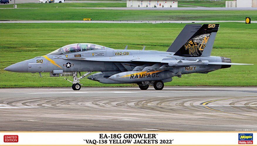 HASEGAWA 02461 BOEING - EA-18G GROWLER VAQ-138 YELLOW JACKETS MILITARY AIRPLANE
