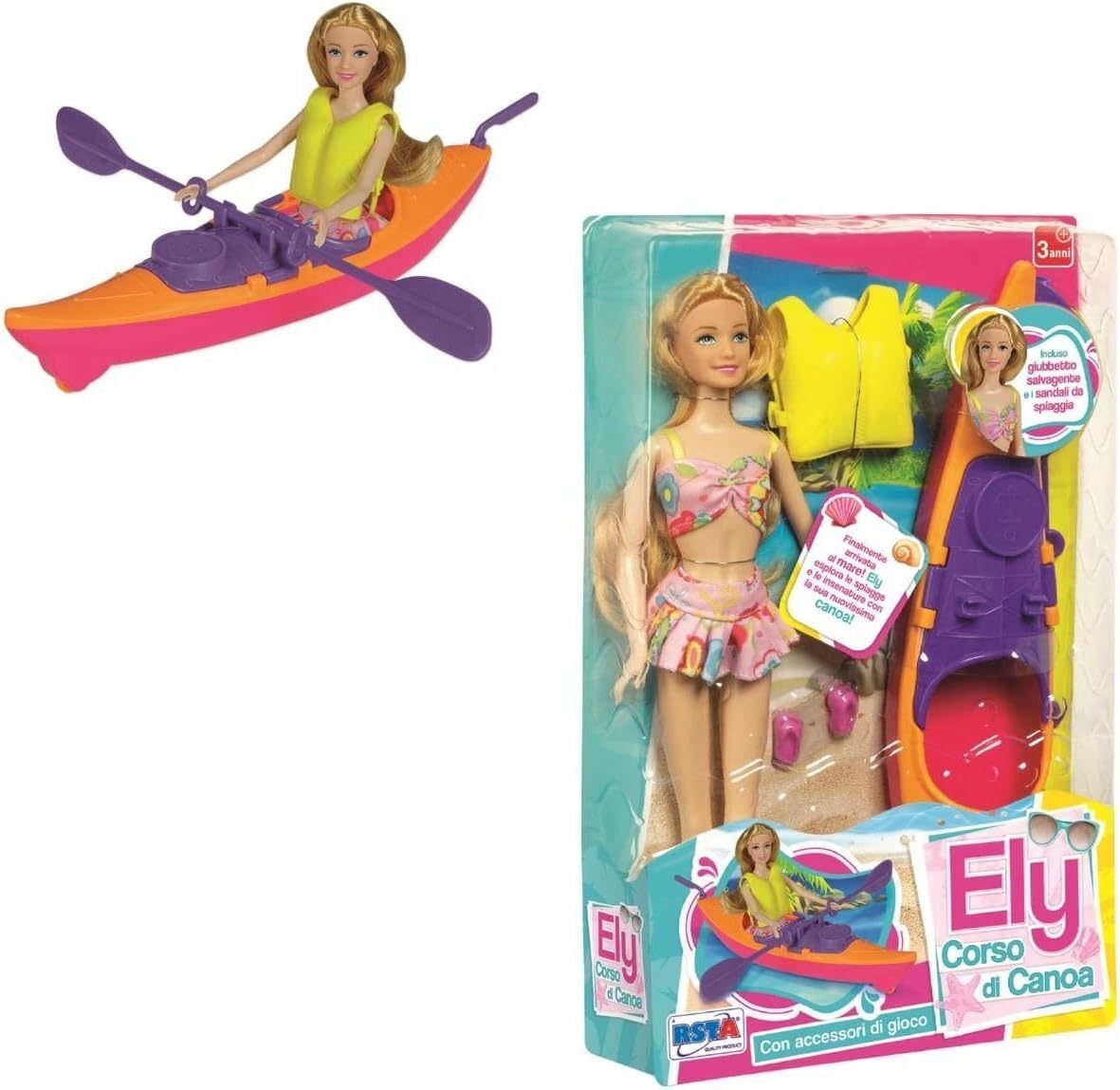 Ely Corso di canoa bambola con accessori, RSTA 3+
