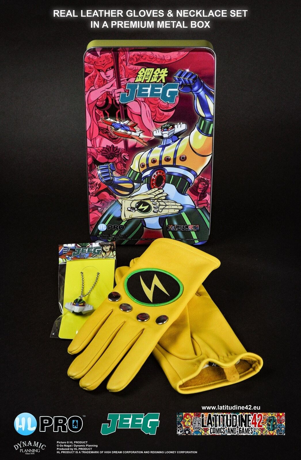 HL PRO KOTETSU JEEG ROBOT METAL BOX SET GUANTI/COLLANA GLOVES/NECKLACE L