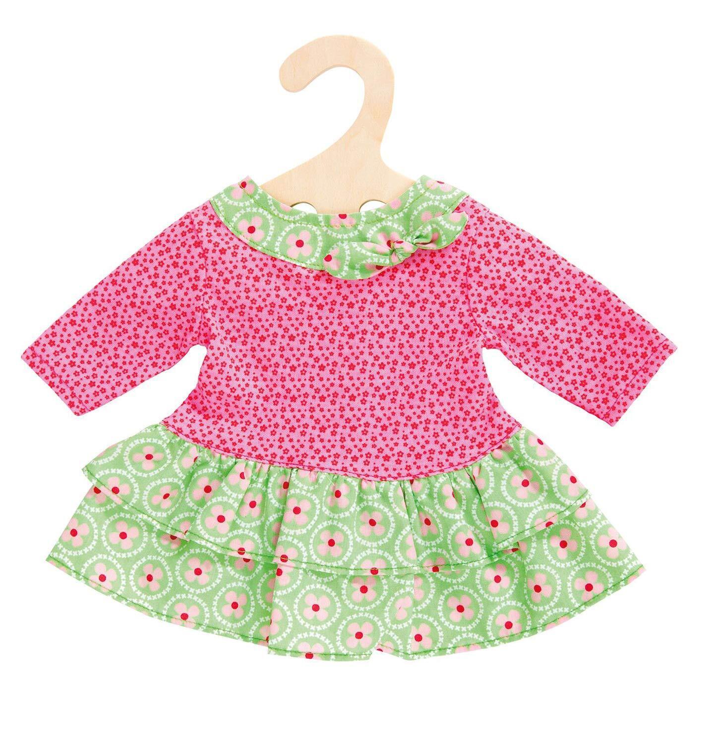 Heless 1624 - Kleid für Puppen im Design Blumi mit einem Farbmix aus Pink und Gr