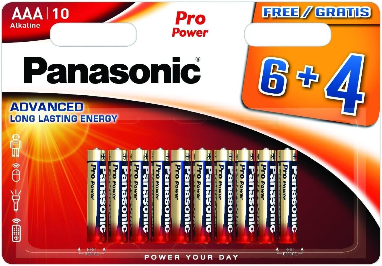 Panasonic - AAA Ministilo Alcalina Pro Power 6+4 - Blister 10 pezzi