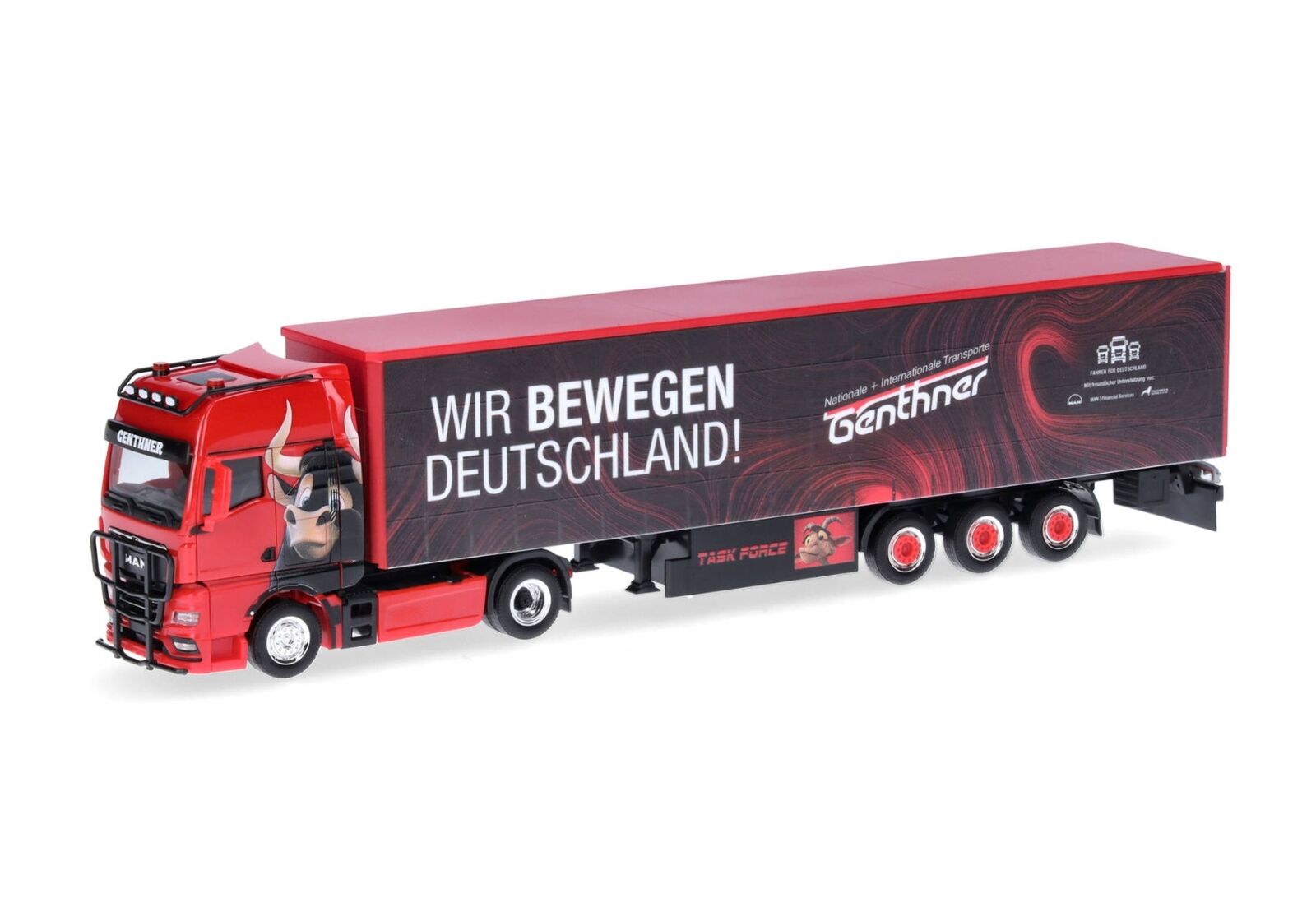 HERPA, MAN TGX GX G.Sz. 4X2 con rimorchio telonato 3 assi GENTHNER, 1/87,  HE...
