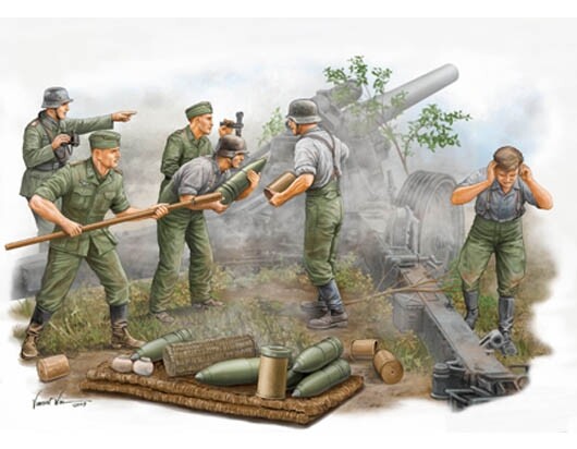 German Field Howitzer Gun Crew Figure 1:35 Plastic Model Kit TRUMPETER