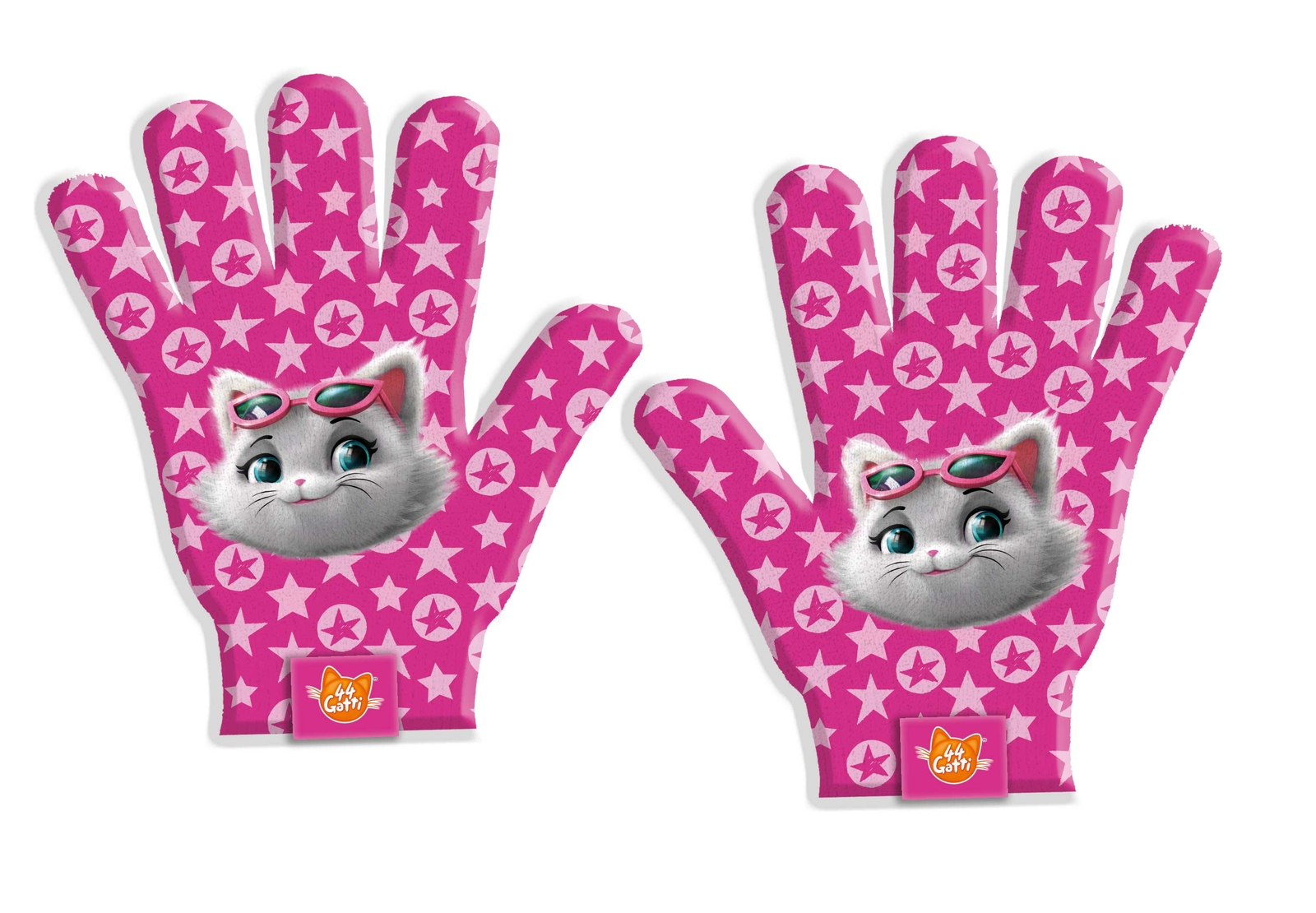 Gatti 44 , 44 Gatti Guanti Rosa con raffigurato il personaggio ,44 cats, gloves