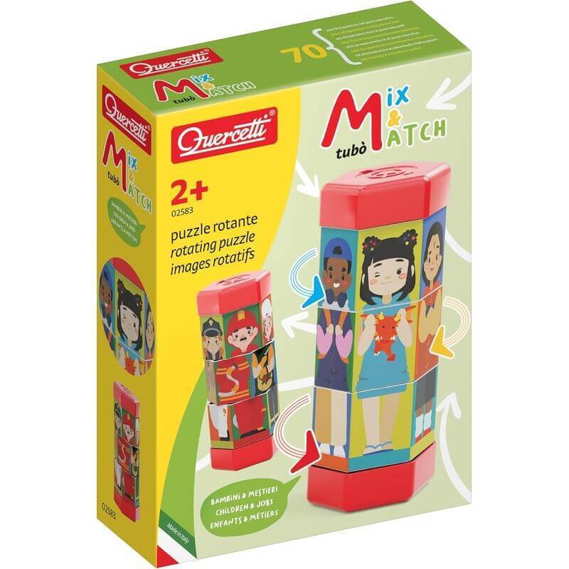 Quercetti 2583 Puzzle Rotante Bambini 2+ Anni Tubo Mix & Match Gioco Educativo