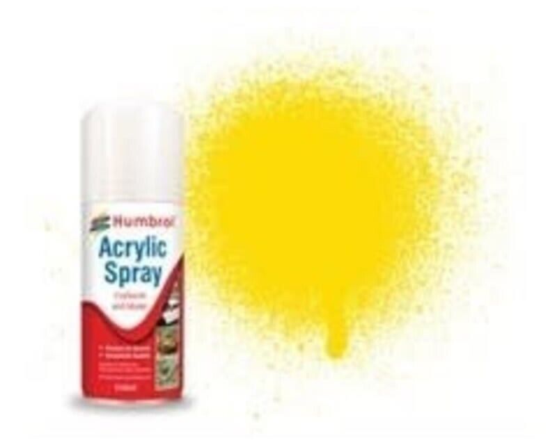 Humbrol Acrylic Spray Paint No.69 Yellow (150ml) AD6069 modellismo
