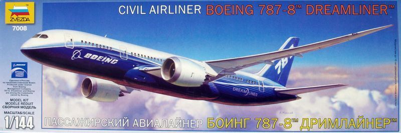 1:144 Zvezda Boeing 787-8 Dreamliner Kit Z7008 Modellino