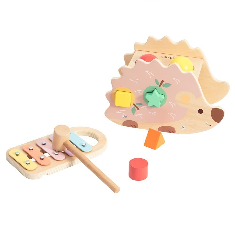 Classic World Hedgehog Wooden Pounding Bench   Educational Musical Toy for 10 Mo