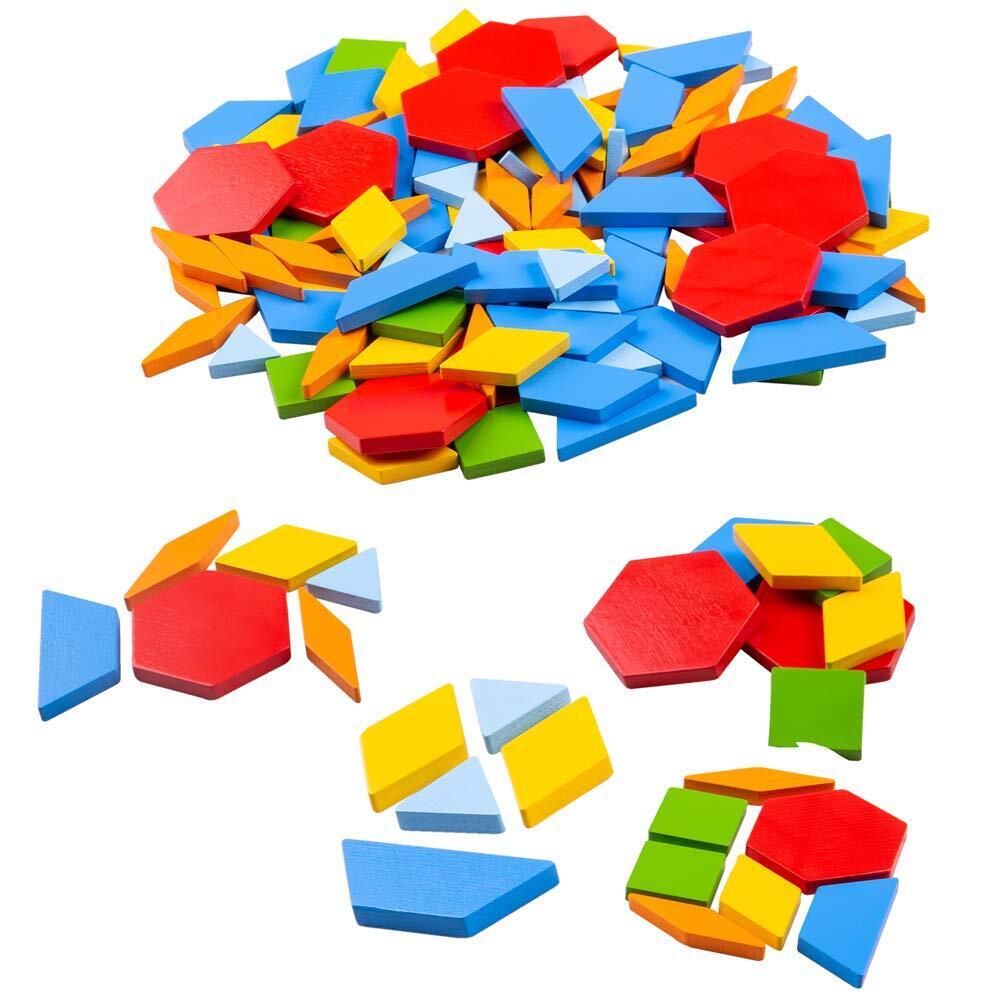 Bigjigs Toys Wooden Pattern Tiles - Educational Geometric Shapes