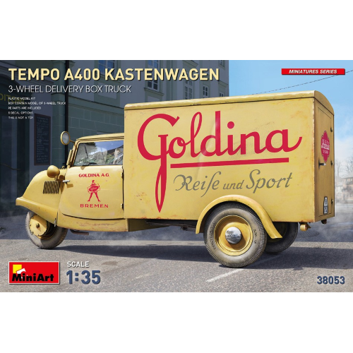 TEMPO A400 KASTENWAGEN 3-WHEEL DELIVERY BOX TRUCK KIT 1:35 Miniart Kit Auto