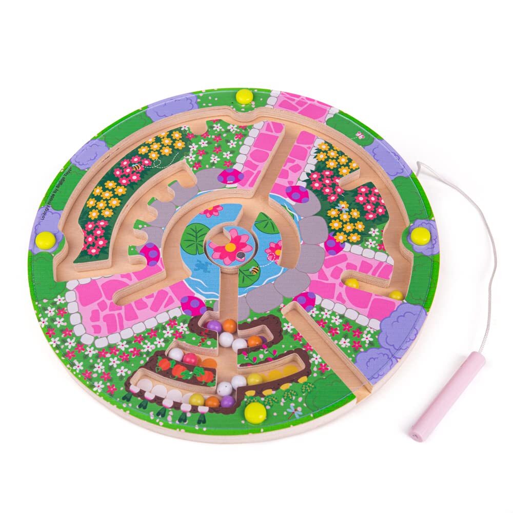 Bigjigs Toys, Flower Garden Maze Puzzle, Wooden Toys, Jigsaw Puzzle, Wooden Puzz