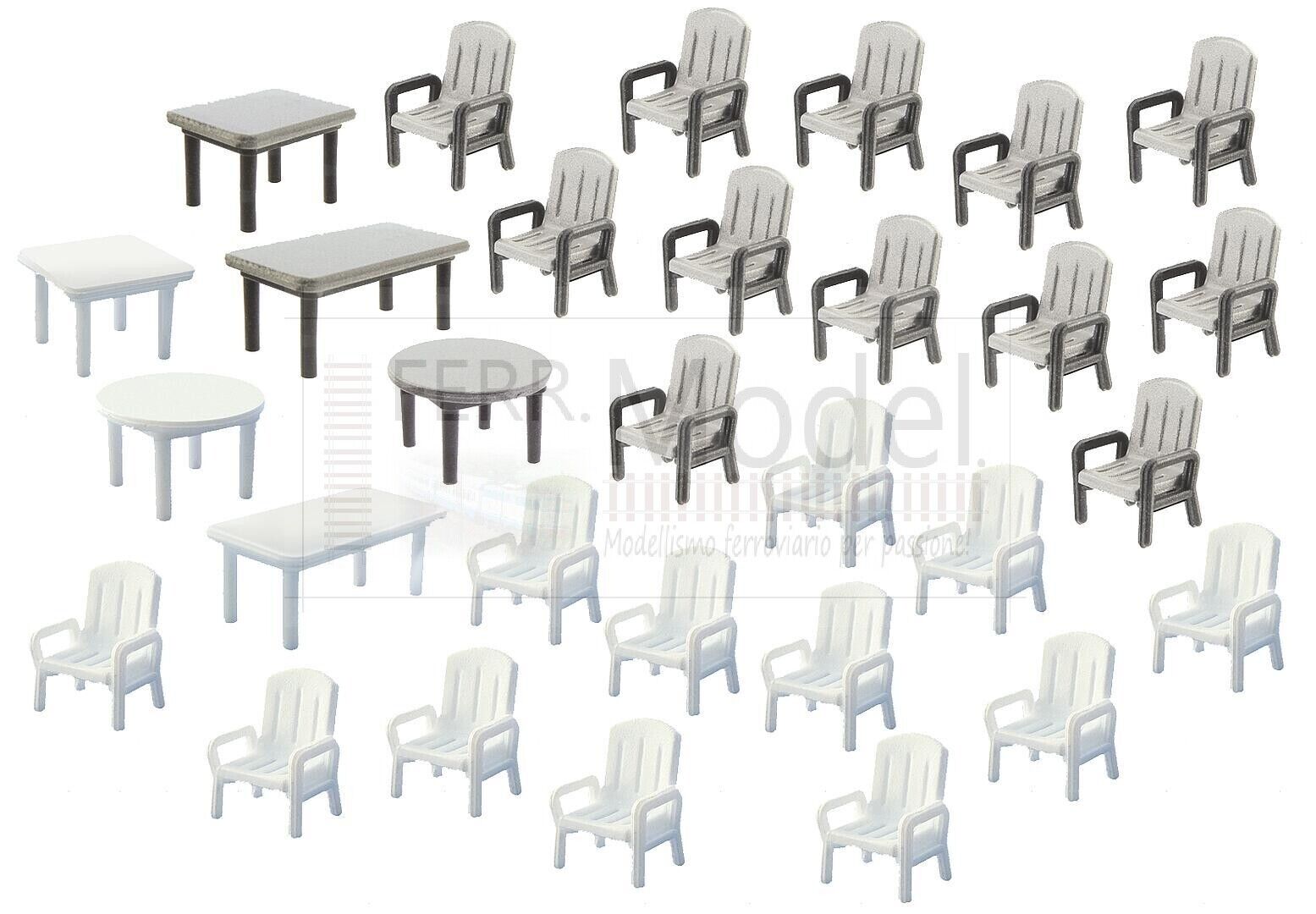 FALLER 180439 - Set 24 sedie e 6 tavoli da giardino. Scala H0 1:87