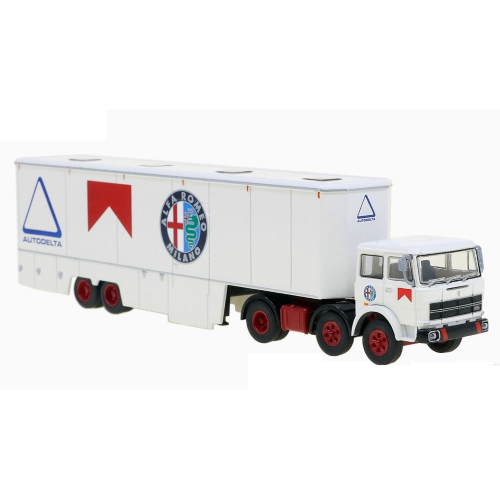 FIAT 691 T RENNTRANSPORT ALFA ROMEO 1:87 Brekina Camion Die Cast Modellino