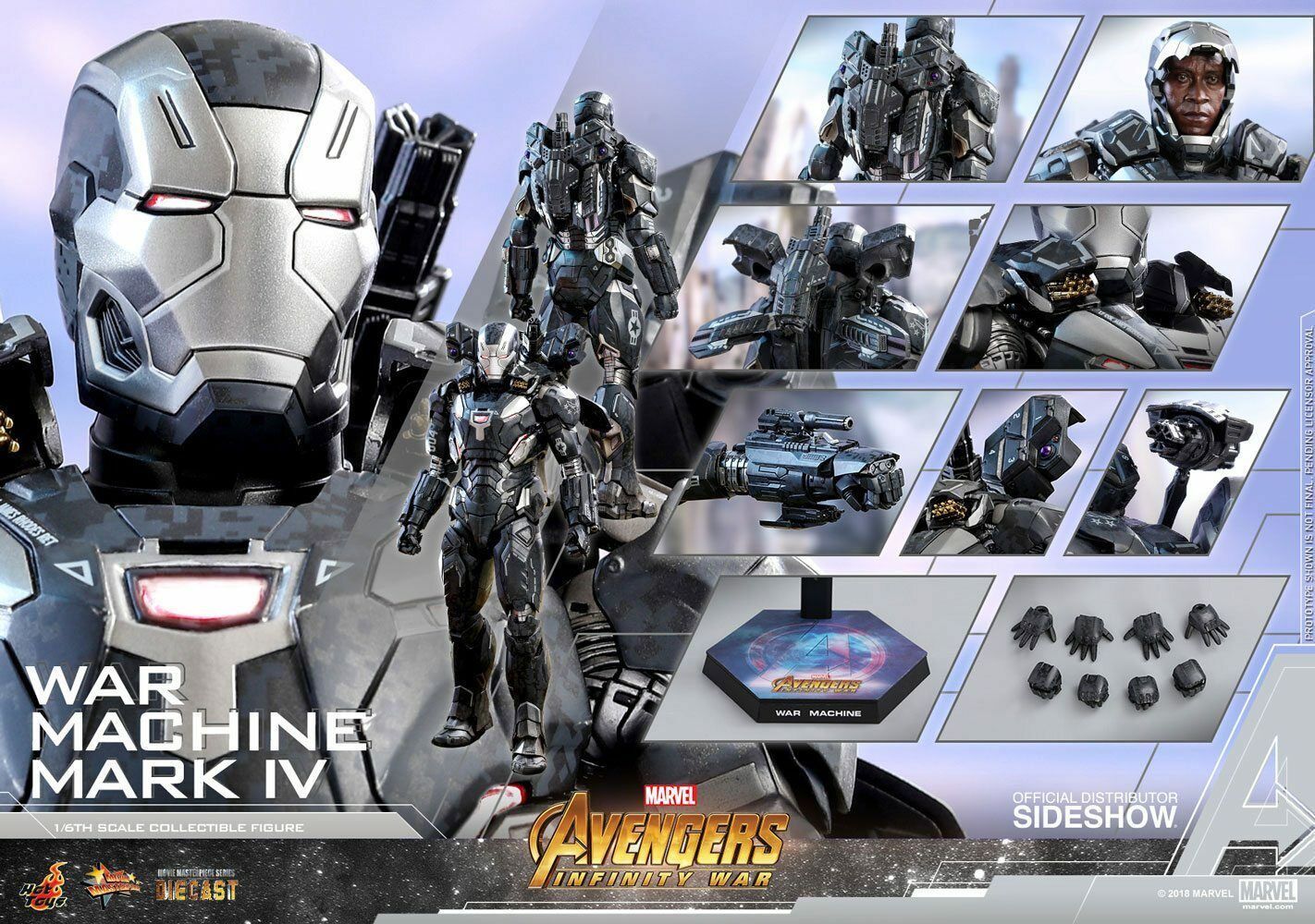 MARVEL AVANGERS INFINITY WAR-WAR MACHINE MARK IV (Mark 4) DIE CAST 1/6 HOT TOYS