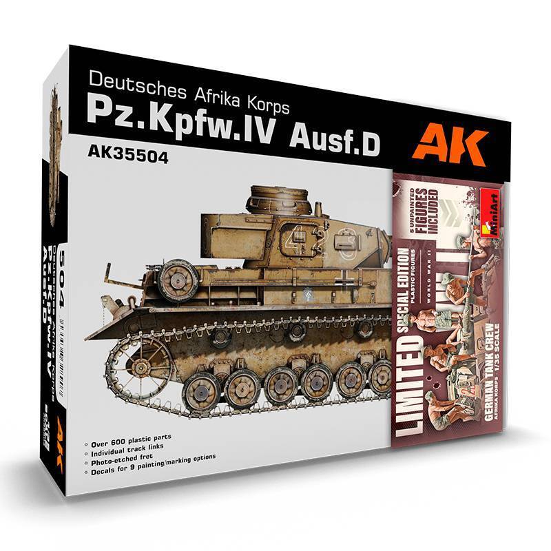 Modellino Char Deutsches Afrika Korps Pz.kpfw.iv Ausf.d + 5 Figure Tedesco Tank