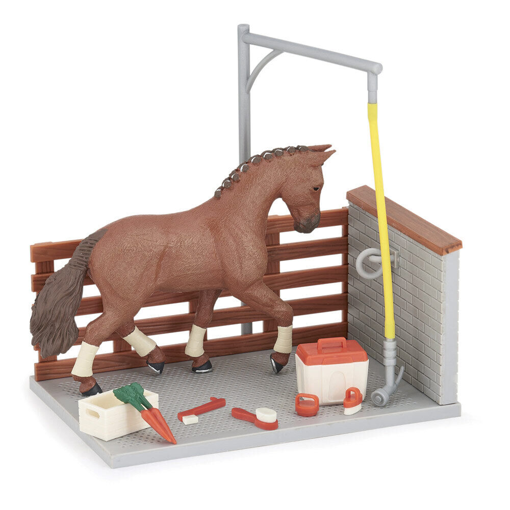 Papo Horse Washing Box with Accessories Statuetta, Multicolore, 60116