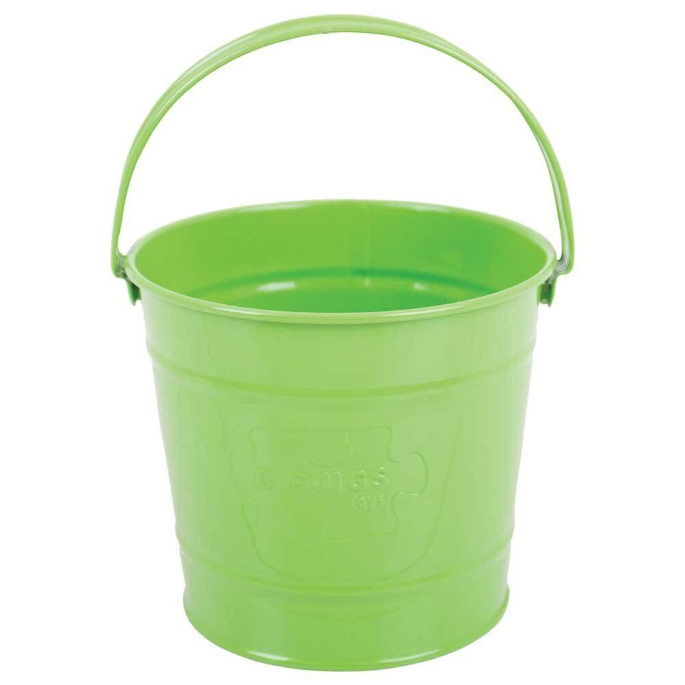 Bigjigs Toys Green Children's Bucket - Steel Garden & Beach Bucket with Riveted