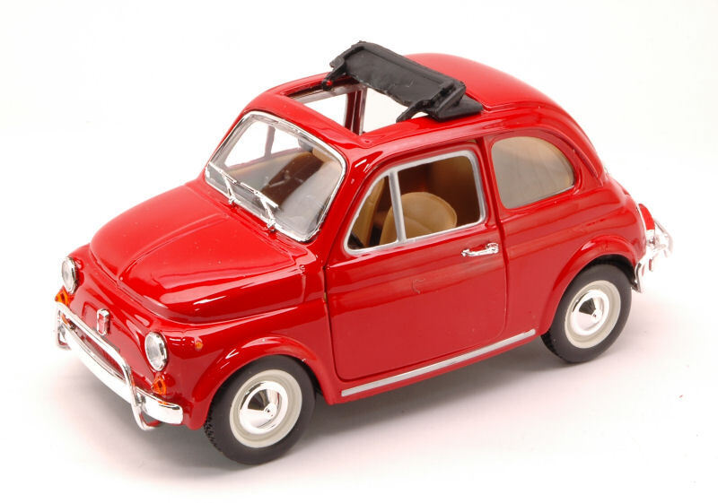 1:24 BURAGO Fiat 500L Open Roof 1968 Red BU22099R