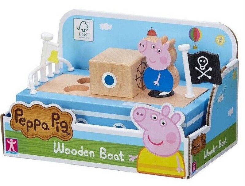PEPPA PIG WOODEN BOAT BARCA IN LEGNO CON FIGURA DI GEORGE