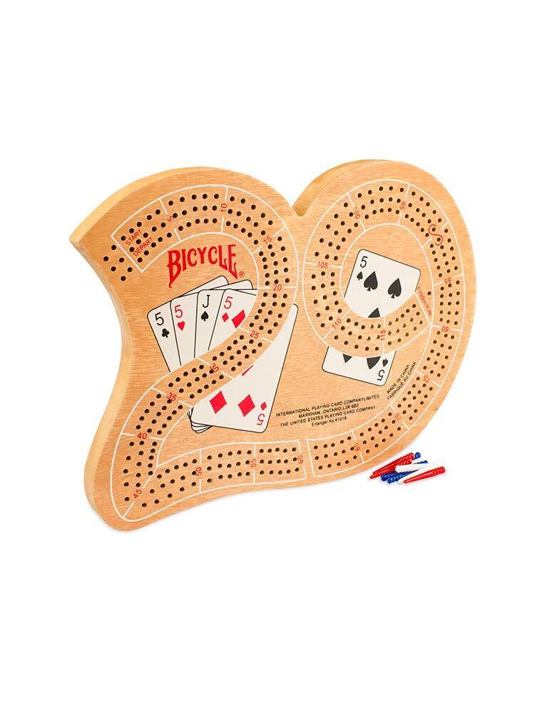 Bicycle Large 29 Wood Cribbage Board , Brown