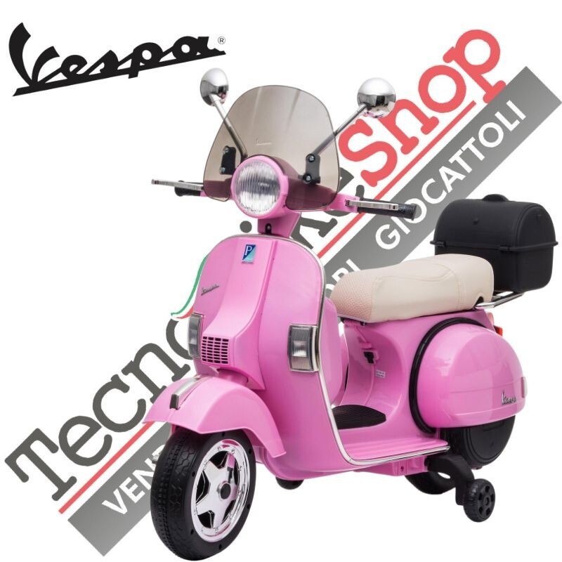 Moto Scooter Elettrico Per Bambini  VESPA PX 150 FULL Parabrezza  Bauletto Rosa