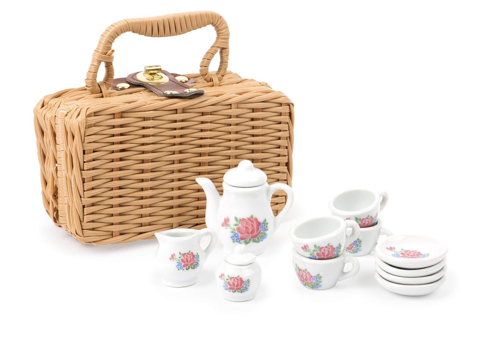 Small Foot 11274 14-piece porcelain coffee set in case with cups, plates, teapot
