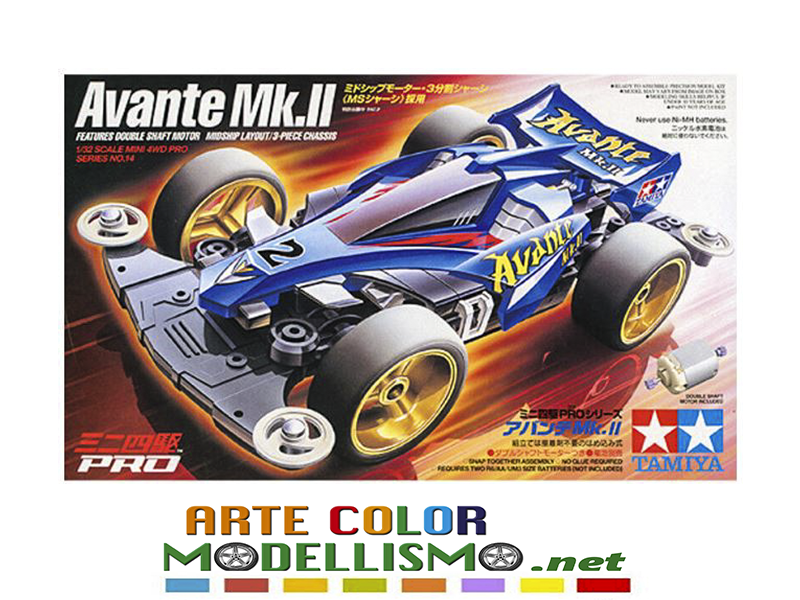 TAMIYA MINI 4WD 4X4 18614 AVANTE Mk. II MS CHASSIS 1/32 SCALE KIT MODELLINO