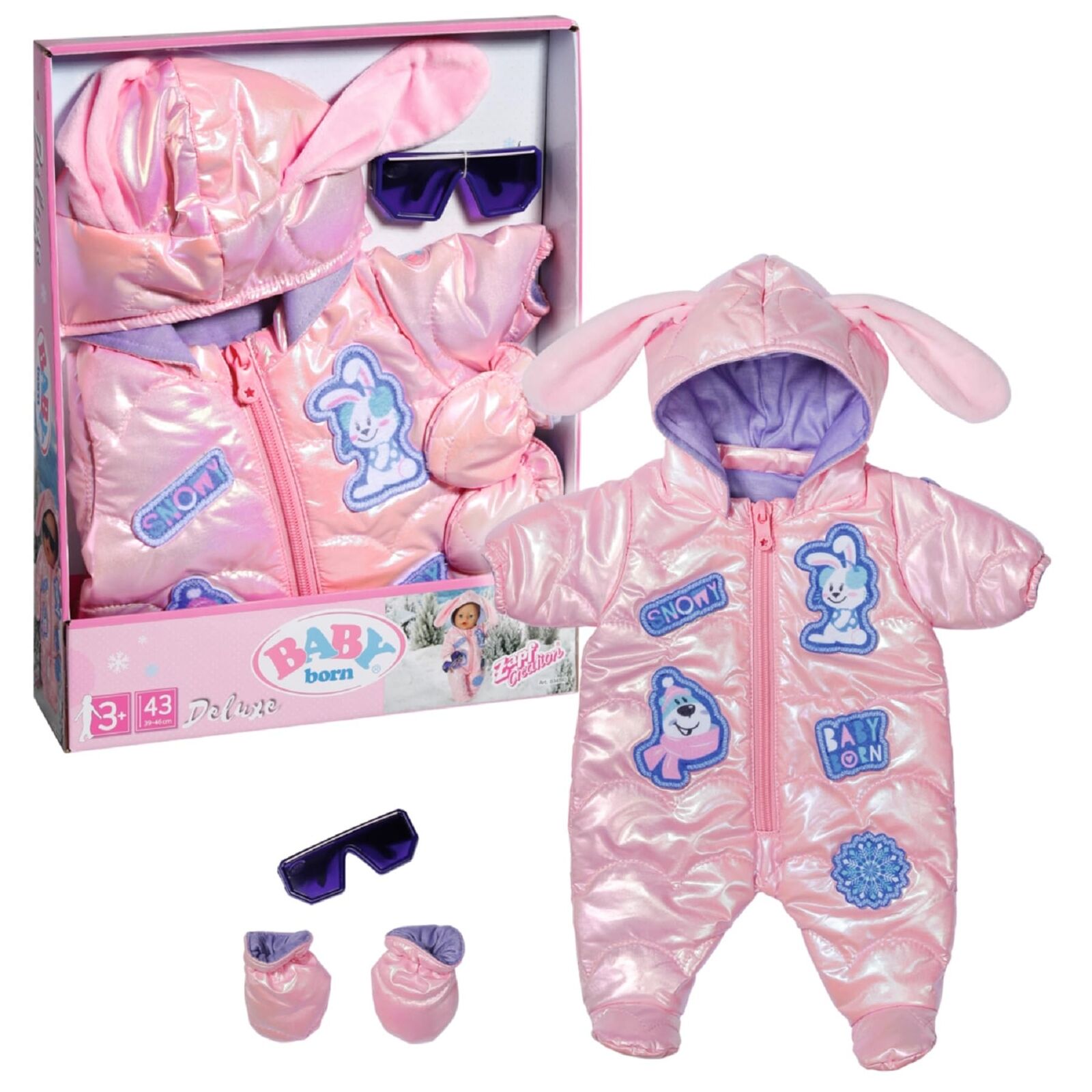 BABY born Deluxe Snowsuit 834190 - Winter Outfit for 43cm Dolls with Matching Gl
