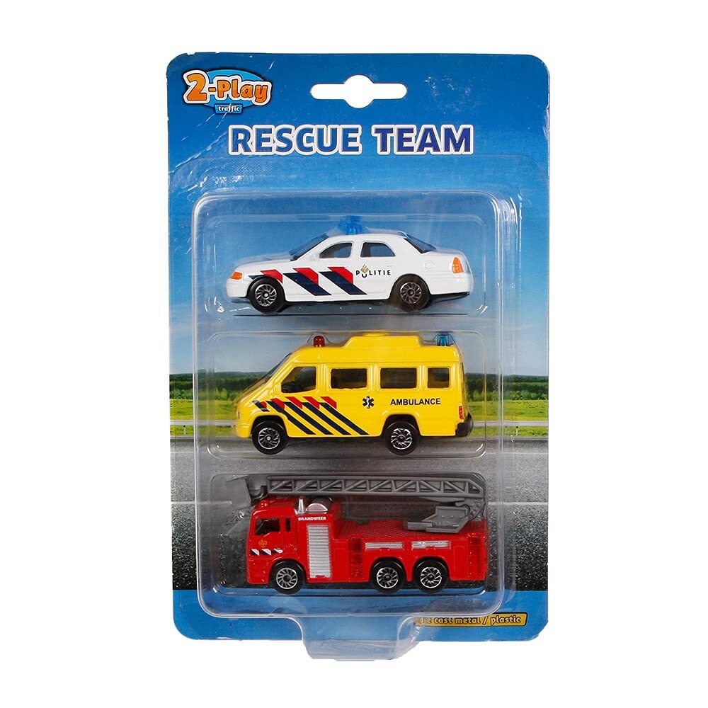 2-play emergency vehicles 8 cm white/yellow/red 3-piece