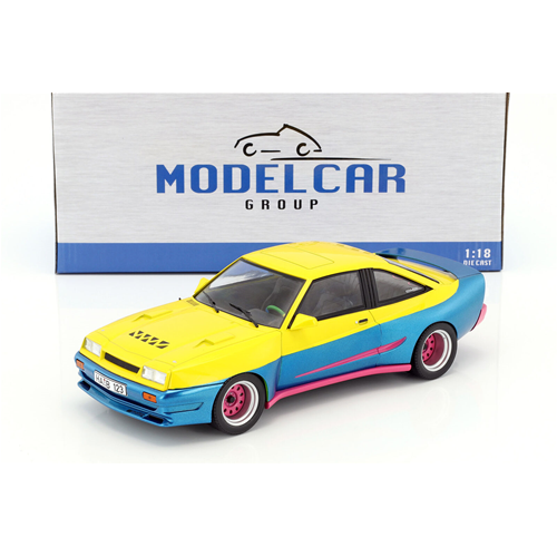 OPEL MANTA B MATTING 1991 YELLOW/BLUE 1:18 ModelCarGroup Auto Stradali