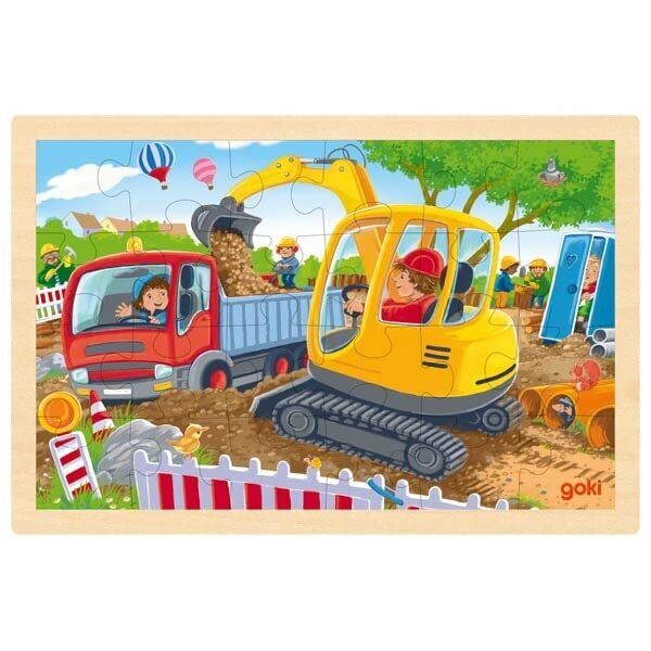 goki 57338 – Inlay Puzzle Digger – 24 Robust Wooden Pieces – Perfect for Small C