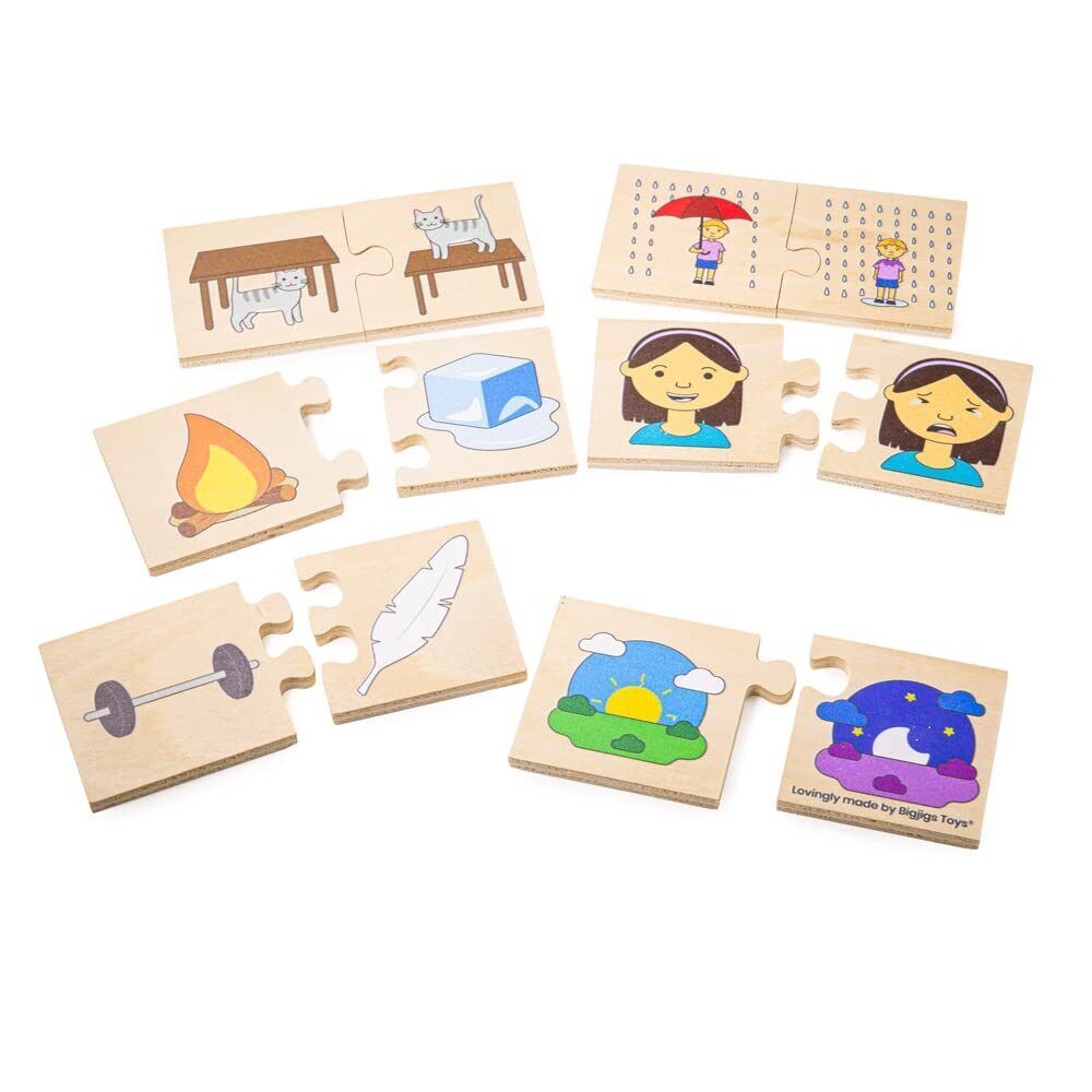 Bigjigs Toys, Opposites Puzzle, Wooden Toys, Jigsaw Puzzle, Wooden Puzzle, Puzzl