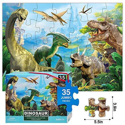 Dinosaur Jigsaw Puzzle for Kids Age 3-5 4-8 Year Old, 35 Piece Jumbo (X3F)
