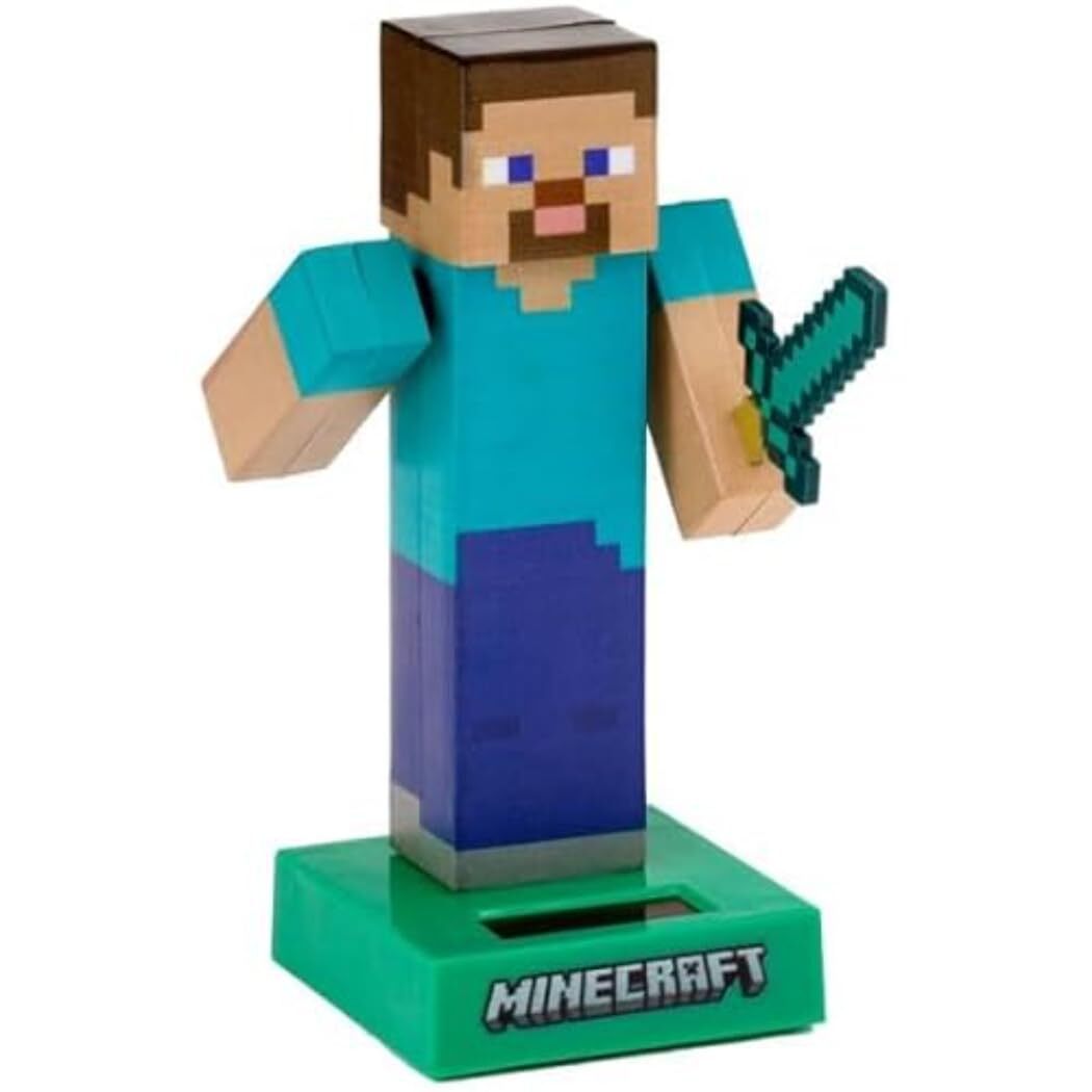 Puckator Minecraft Steve Solar Pal - Home Office Table Desk Dashboard Car Decor