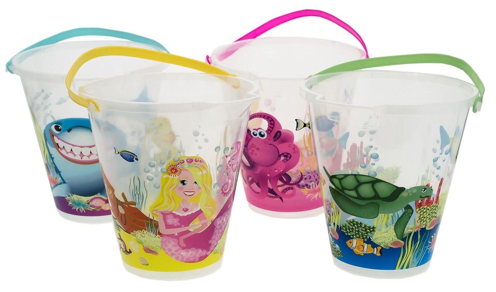 Set of 4 Sea Life Design Kids Garden Beach Toy Bucket