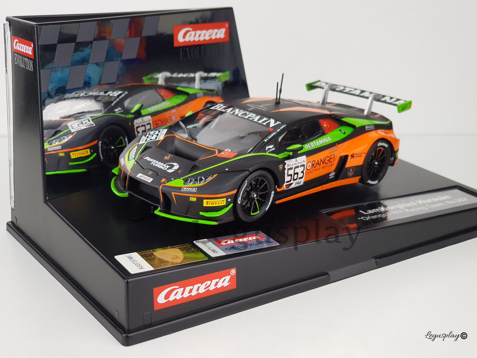 Slot car carrera 27620 Lamborghini Huracan ORANGE1 Fff Racing Team #563
