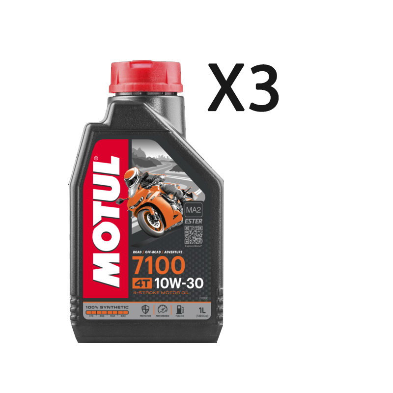 Olio Motore Tagliando Moto Motul 7100 10W30 4T MA2 100% Sintetico 3 Litri