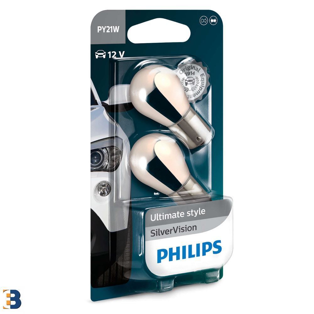 PHILIPS SilverVision PY21W 12V 21W BAU15s Indicatore 12496SVB2 Set