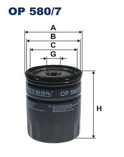FILTRON Op 580/7 Olio per Austin, Caterham, Fso, Gaz, Land Rover, LDV, Loto, MG