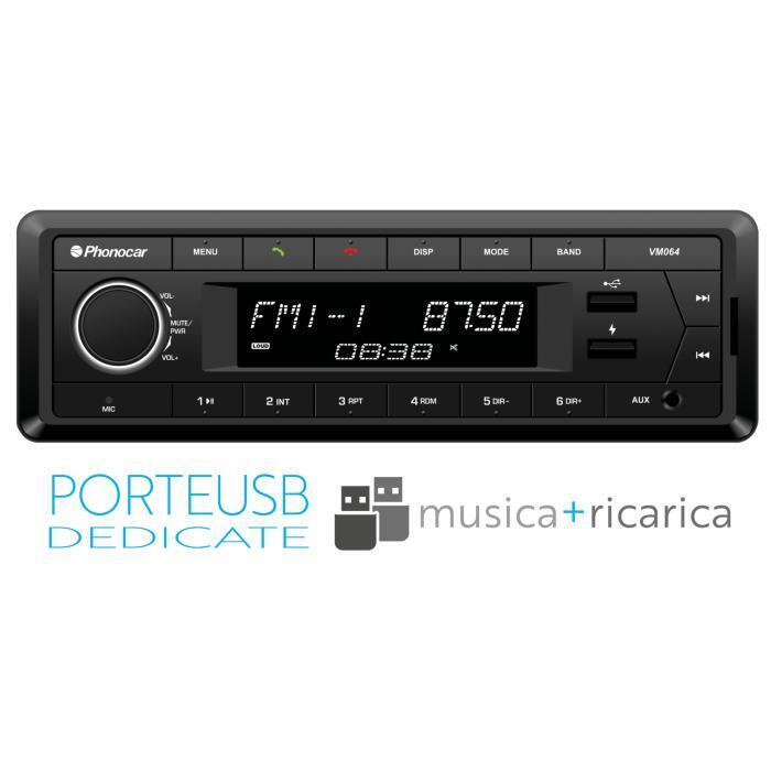 SINTOLETTORE AUTORADIO PHONOCAR VM064 AUTORADIO DAB+ CON 2 PORTE USB (MUSICA+RIC