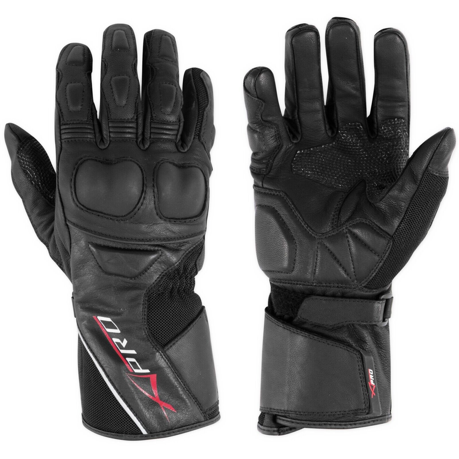 Leather Gloves Winter Touring Armours  Bikers Motorcycle Motorbike  Black S