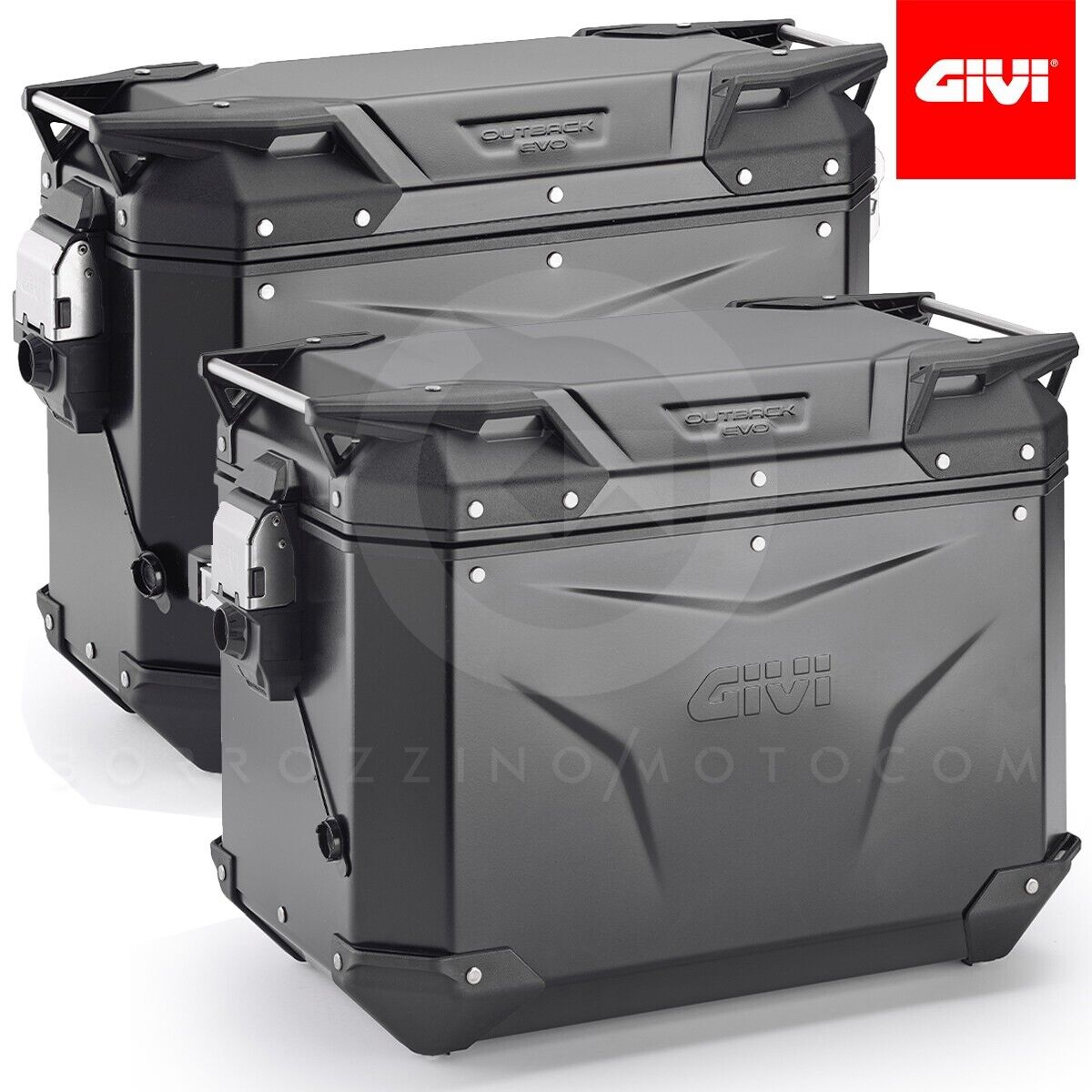 SET KIT 2 VALIGIE LATERALI GIVI TREKKER OUTBACK EVO 48/37 LT IN ALLUMINIO NERO