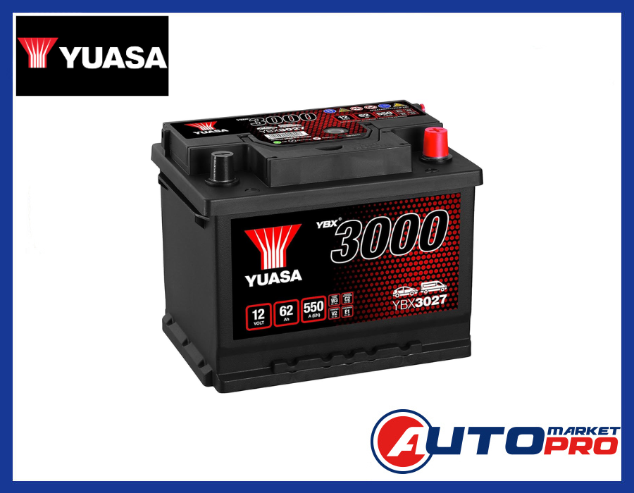 YUASA YBX3027 BATTERIA PER AUTO SMF 62 Ah 550A 12V SERIE YBX3000 POLO DESTRO