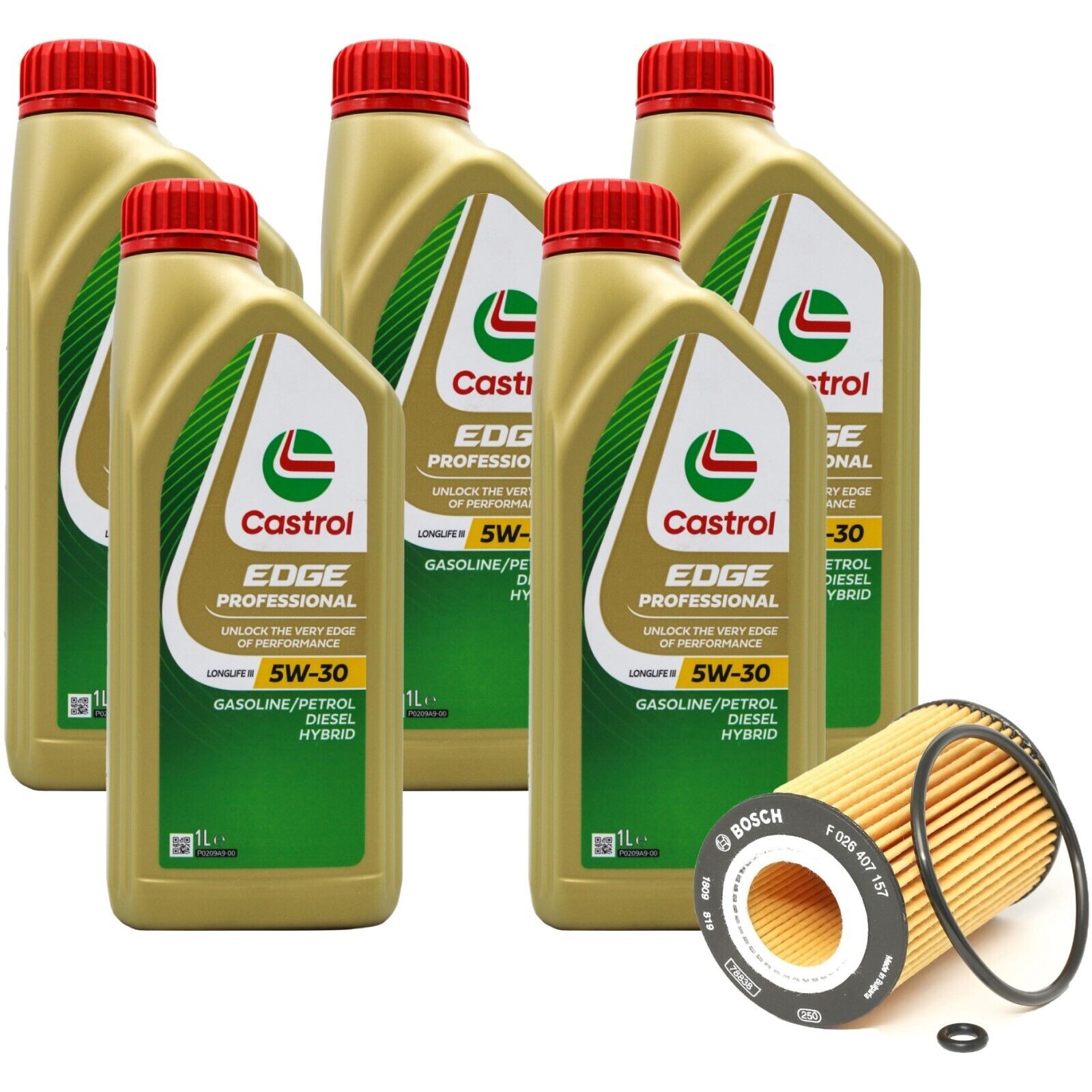 5 LITRI CASTROL EDGE LONG LIFE III 5W30 + FILTRO OLIO BOSCH AUDI VW 1.6 2.0 TDI