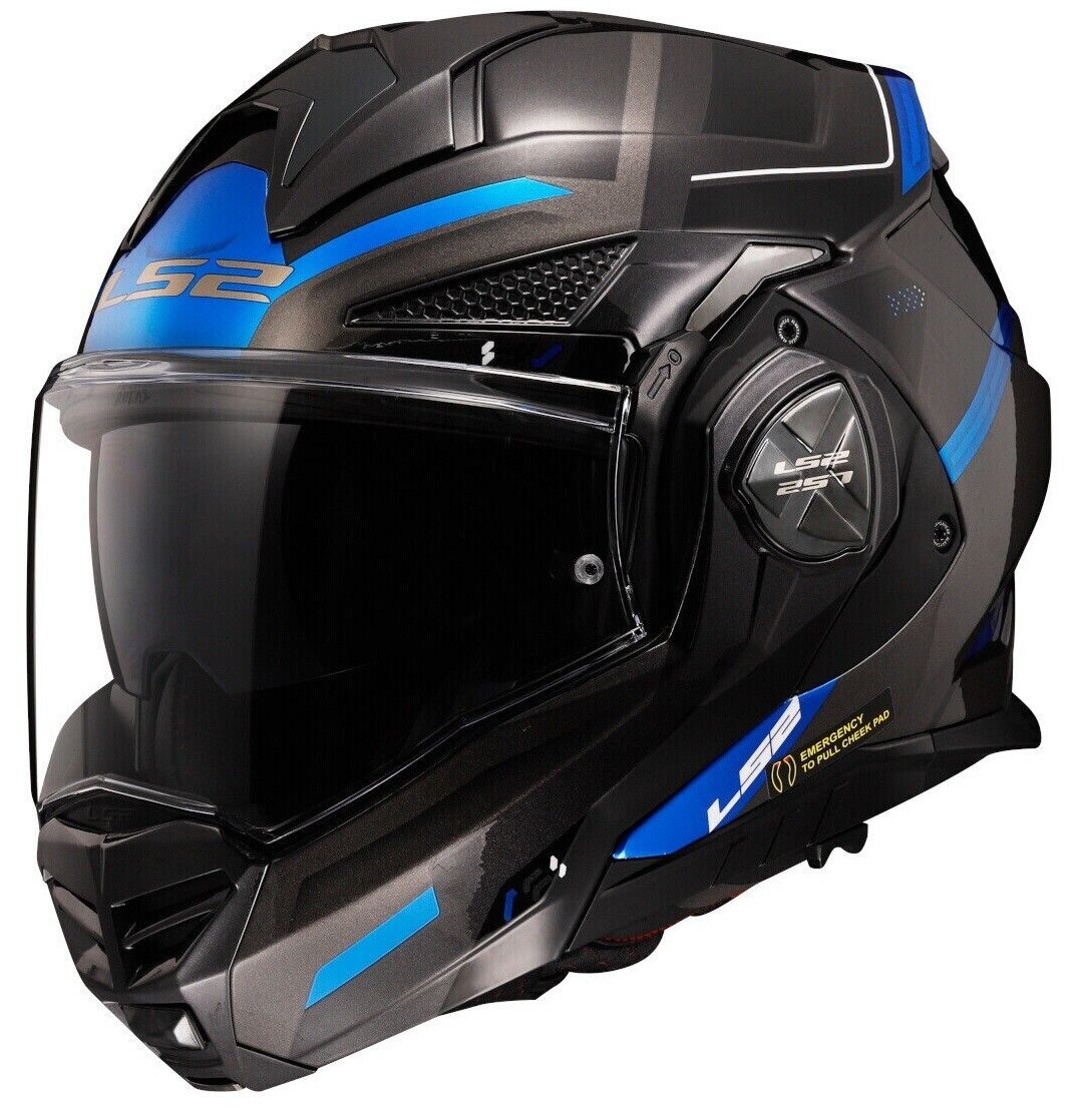 LS2 ADVANT X SPECTRUM NERO BLU CASCO FIBRA MOTO MODULARE RIBALTABILE 22.06 TG S