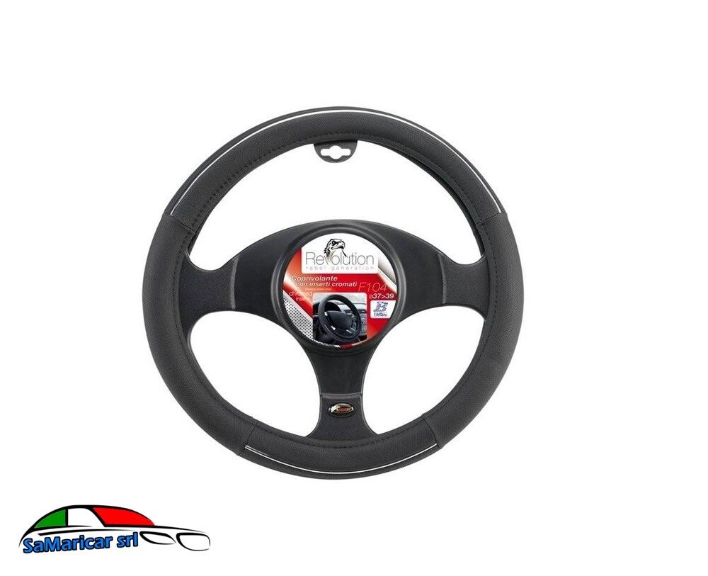 COPRIVOLANTE PER AUTO - F104 NERO - CON INSERTI CROMATI - MISURA 37/39 CM
