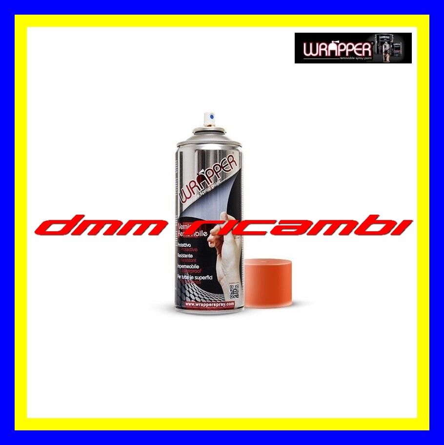 Bomboletta vernice spray a pellicola removibile WRAPPER Auto Moto Arancio Fluo